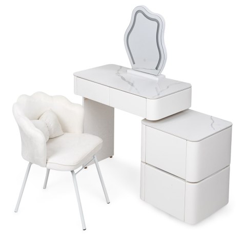 Toaletka kosmetyczna LED/ Komplet mebli blat 80 cm- Lilia - kolor biały HaloFuture