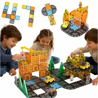 Klocki magnetyczne konstrukcyjne 3D budowa maszyny budowlane 92 elementy Kik Sp. z o. o. Sp. k.