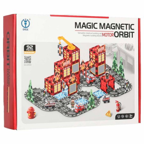 Klocki magnetyczne konstrukcyjne 3D straż pożarna 2 samochody 92 elementy Kik Sp. z o. o. Sp. k.