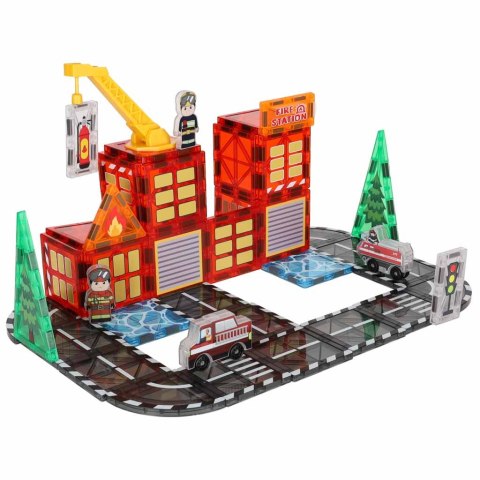 Klocki magnetyczne konstrukcyjne 3D straż pożarna 48 elementów Kik Sp. z o. o. Sp. k.