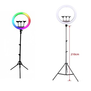 Lampa pierścieniowa ze statywem i pilotem ring LED RGB Kik Sp. z o. o. Sp. k.