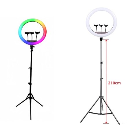 Lampa pierścieniowa ze statywem i pilotem ring LED RGB Kik Sp. z o. o. Sp. k.