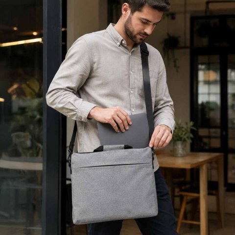 Torba na laptopa 15,6 cali na ramię z paskiem teczka biznesowa damska męska szara Kik Sp. z o. o. Sp. k.