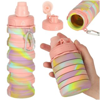 Butelka na wodę bidon silikonowy składany z uchwytem BPA FREE 500ml tęczowy Kik Sp. z o. o. Sp. k.