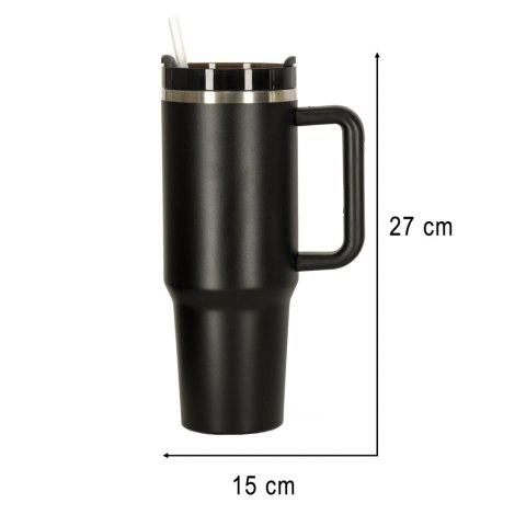 Kubek termiczny ze słomką i uchwytem termos 1200ml czarny Kik Sp. z o. o. Sp. k.