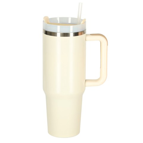 Kubek termiczny ze słomką i uchwytem termos 1200ml kremowy Kik Sp. z o. o. Sp. k.
