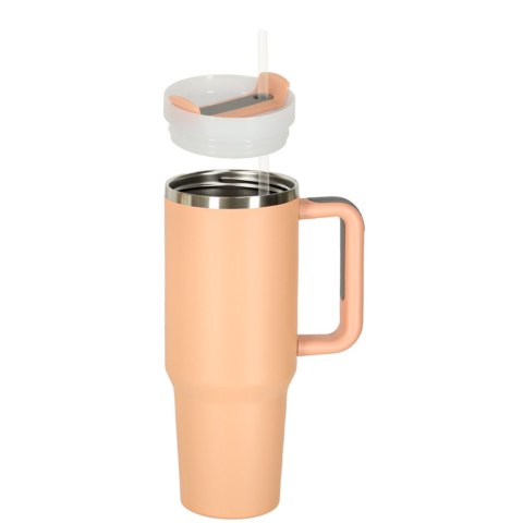 Kubek termiczny ze słomką i uchwytem termos 1200ml róż pudrowy Kik Sp. z o. o. Sp. k.