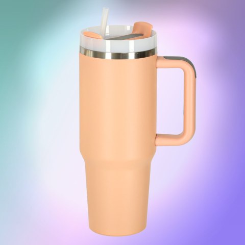 Kubek termiczny ze słomką i uchwytem termos 1200ml róż pudrowy Kik Sp. z o. o. Sp. k.