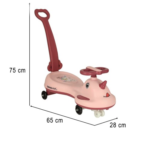 Jeździk grawitacyjny LED Swing FIX S1 skuter z rączką różowy max 65kg Kik Sp. z o. o. Sp. k.