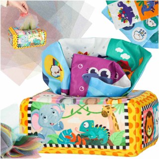 Sorter pudełko z chusteczkami sensoryczne montessori pluszowe cyfry litery Kik Sp. z o. o. Sp. k.