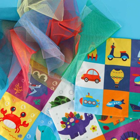 Sorter pudełko z chusteczkami sensoryczne montessori pluszowe cyfry litery Kik Sp. z o. o. Sp. k.