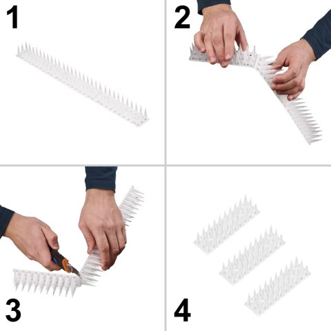 Kolce na gołębie listwa na ptaki odstraszasz plastikowe gęste białe 8el. 43 cm Kik Sp. z o. o. Sp. k.