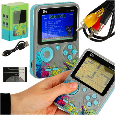 Konsola przenośna do gier mini elektroniczna retro 500 gier szara Kik Sp. z o. o. Sp. k.