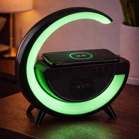Lampka LED Gamingowa RGB głośnik ładowarka indukcyjna czarna Kik Sp. z o. o. Sp. k.
