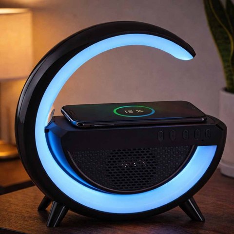 Lampka LED Gamingowa RGB głośnik ładowarka indukcyjna czarna Kik Sp. z o. o. Sp. k.