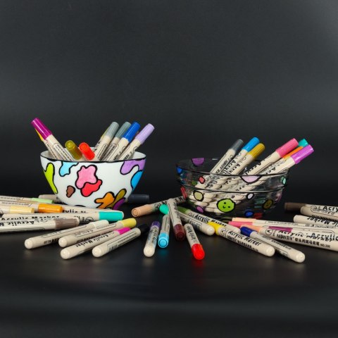 Markery akrylowe do tkanin kamieni pisaki flamastry mazaki wodoodporne DIY 48 szt. Kik Sp. z o. o. Sp. k.