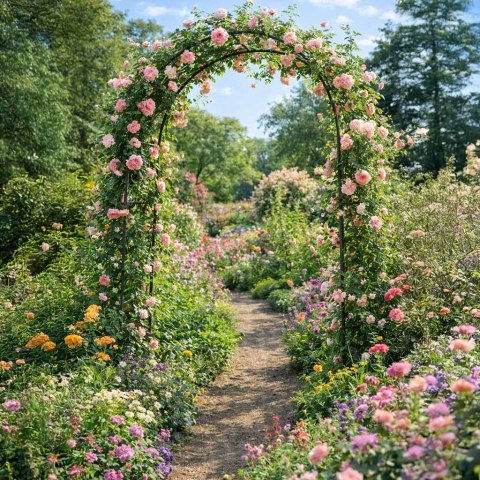 Pergola ogrodowa LUARO łuk uchwyt na róże kwiaty bluszcz pnącza metalowa 240 x 140 cm Kik Sp. z o. o. Sp. k.