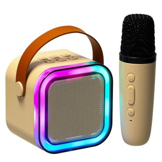 Zestaw do karaoke głośnik Bluetooth mikrofon USB LED beżowy Kik Sp. z o. o. Sp. k.