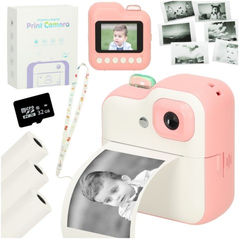 Aparat fotograficzny natychmiastowy drukarka termiczna + wkłady karta 32GB różowy Kik Sp. z o. o. Sp. k.