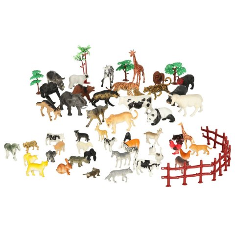 Figurki zwierząt zwierzęta zoo safari farma akcesoria skrzynka 59 elementów Kik Sp. z o. o. Sp. k.