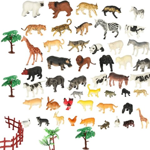 Figurki zwierząt zwierzęta zoo safari farma akcesoria skrzynka 59 elementów Kik Sp. z o. o. Sp. k.