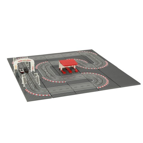 Tor wyścigowy samochodowy elektryczny policyjny 2 auta autka kontrolery zakręty klocki konstrukcyjne GD-03 Kik Sp. z o. o. Sp. k.