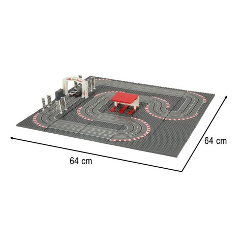 Tor wyścigowy samochodowy elektryczny policyjny 2 auta autka kontrolery zakręty klocki konstrukcyjne GD-03 Kik Sp. z o. o. Sp. k.