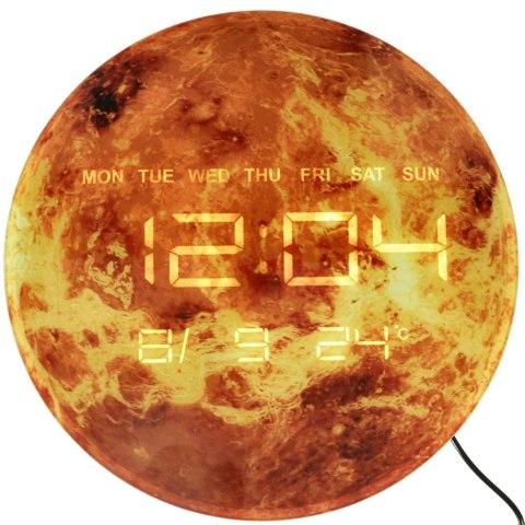 Zegar ścienny planeta mars z wyświetlaczem LED 32 cm pomarańczowy Kik Sp. z o. o. Sp. k.