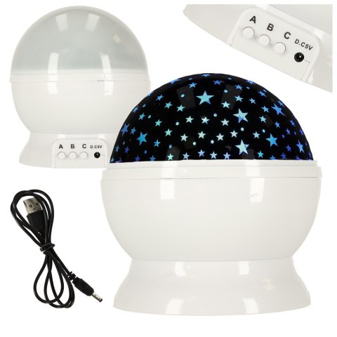 Lampka nocna projektor gwiazd 2w1 USB biała Kik Sp. z o. o. Sp. k.