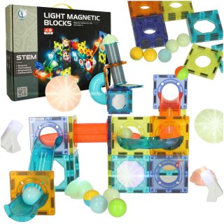 Klocki magnetyczne konstrukcyjne marble tor kulkowy świecący 49 elementów Kik Sp. z o. o. Sp. k.