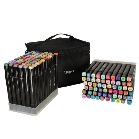 Markery dwustronne mazaki alkoholowe w etui 120 + podstawka Kik Sp. z o. o. Sp. k.