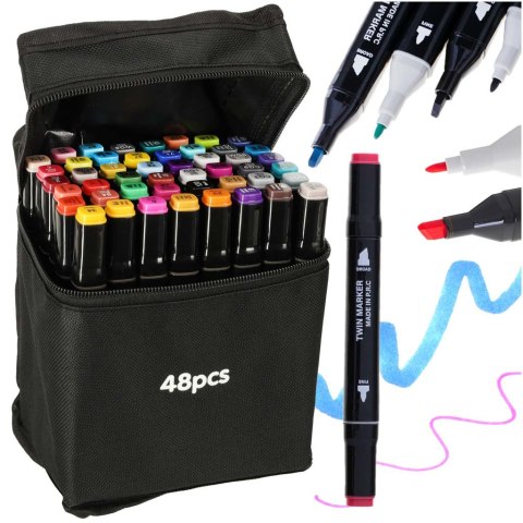 Markery dwustronne mazaki alkoholowe w etui 48 + podstawka Kik Sp. z o. o. Sp. k.