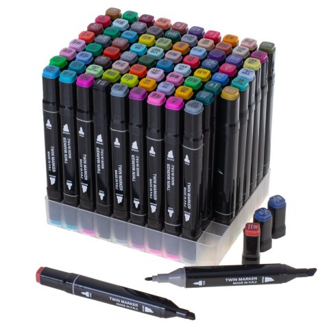 Markery dwustronne mazaki alkoholowe w etui 80 + podstawka Kik Sp. z o. o. Sp. k.