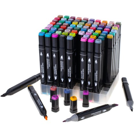 Markery dwustronne mazaki alkoholowe w etui 80 + podstawka Kik Sp. z o. o. Sp. k.