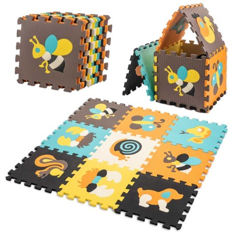 Mata edukacyjna piankowa puzzle zwierzątka kolorowa 85 x 85 cm 9 elementów Kik Sp. z o. o. Sp. k.