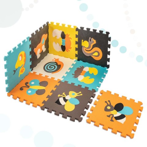Mata edukacyjna piankowa puzzle zwierzątka kolorowa 85 x 85 cm 9 elementów Kik Sp. z o. o. Sp. k.
