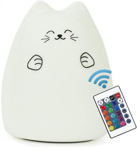 LAMPKA NOCNA DLA DZIECI KOLOROWA SILIKON LED KOTEK
