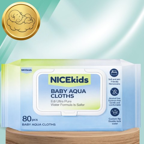 NICEKIDS Chusteczki nawilżane BABY AQUA Cloths 99,89% wody 1x80 szt
