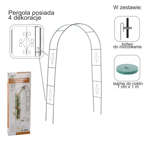Pergola ogrodowa metalowa łuk uchwyt na róże kwiaty pnącza 240cm zielony Chomik M.Świeży Spółka Jawna