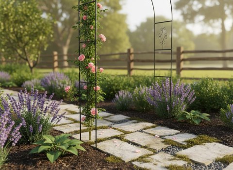 Pergola ogrodowa metalowa łuk uchwyt na róże kwiaty pnącza 240cm zielony Chomik M.Świeży Spółka Jawna