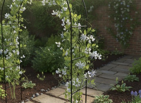 Pergola ogrodowa metalowa łuk uchwyt na róże kwiaty pnącza 240cm zielony Chomik M.Świeży Spółka Jawna