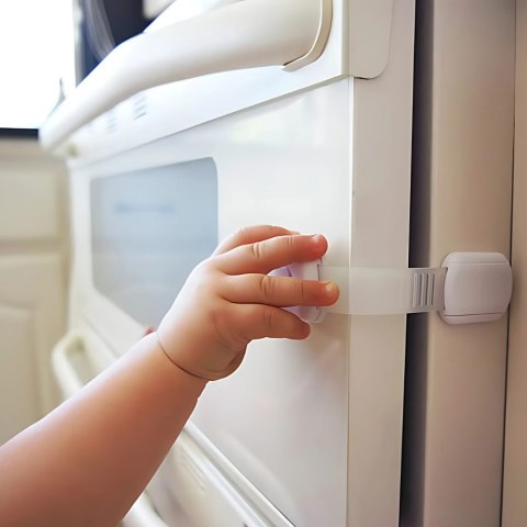 ZABEZPIECZENIA SZAFEK BLOKADA SZUFLAD MEBLI DRZWI PRZED DZIEĆMI MOCNA NICEKIDS BIAŁE