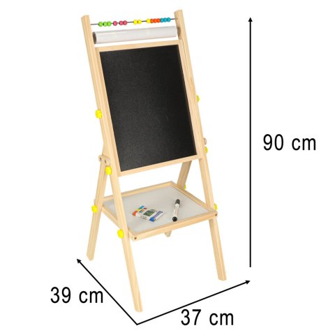 Tablica magnetyczna kredowa dwustronna drewniana literki kreda 38x37x90cm Kik Sp. z o. o. Sp. k.