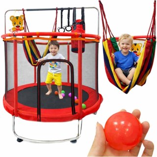 Trampolina dla dzieci ogrodowa siatka piłki koszykówka 155cm czerwona Kik Sp. z o. o. Sp. k.