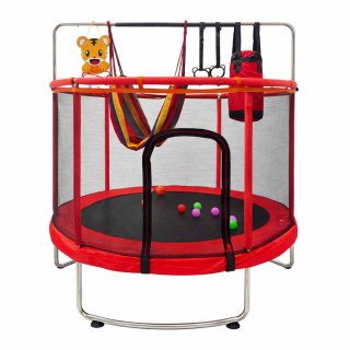 Trampolina dla dzieci ogrodowa siatka piłki koszykówka 155cm czerwona Kik Sp. z o. o. Sp. k.