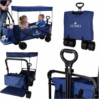 Wózek transportowy LUARO plażowy składany z daszkiem i siatką 120l granatowy Kik Sp. z o. o. Sp. k.