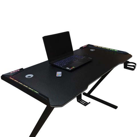 Biurko gamingowe LED podświetlenie RGB uchwyty komputerowe dla gracza 120x60cm Kik Sp. z o. o. Sp. k.
