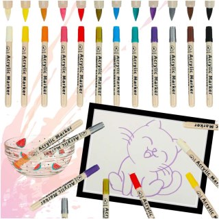 Markery akrylowe do tkanin kamieni pisaki flamastry mazaki wodoodporne DIY 12 szt. Kik Sp. z o. o. Sp. k.