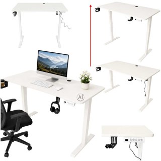 Biurko elektryczne regulowane pamięć panel sterowania 120x60cm białe Kik Sp. z o. o. Sp. k.