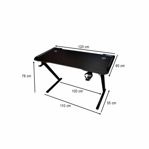 Biurko gamingowe LED podświetlenie RGB uchwyty komputerowe dla gracza 120x60cm Kik Sp. z o. o. Sp. k.